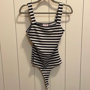 Pink Lily white & blue striped bodysuit